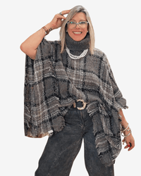 PONCHO LANA BOUCLÉ - Gris