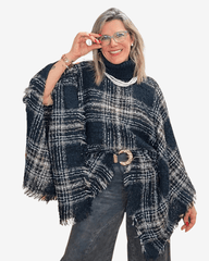 PONCHO LANA BOUCLÉ - Azul