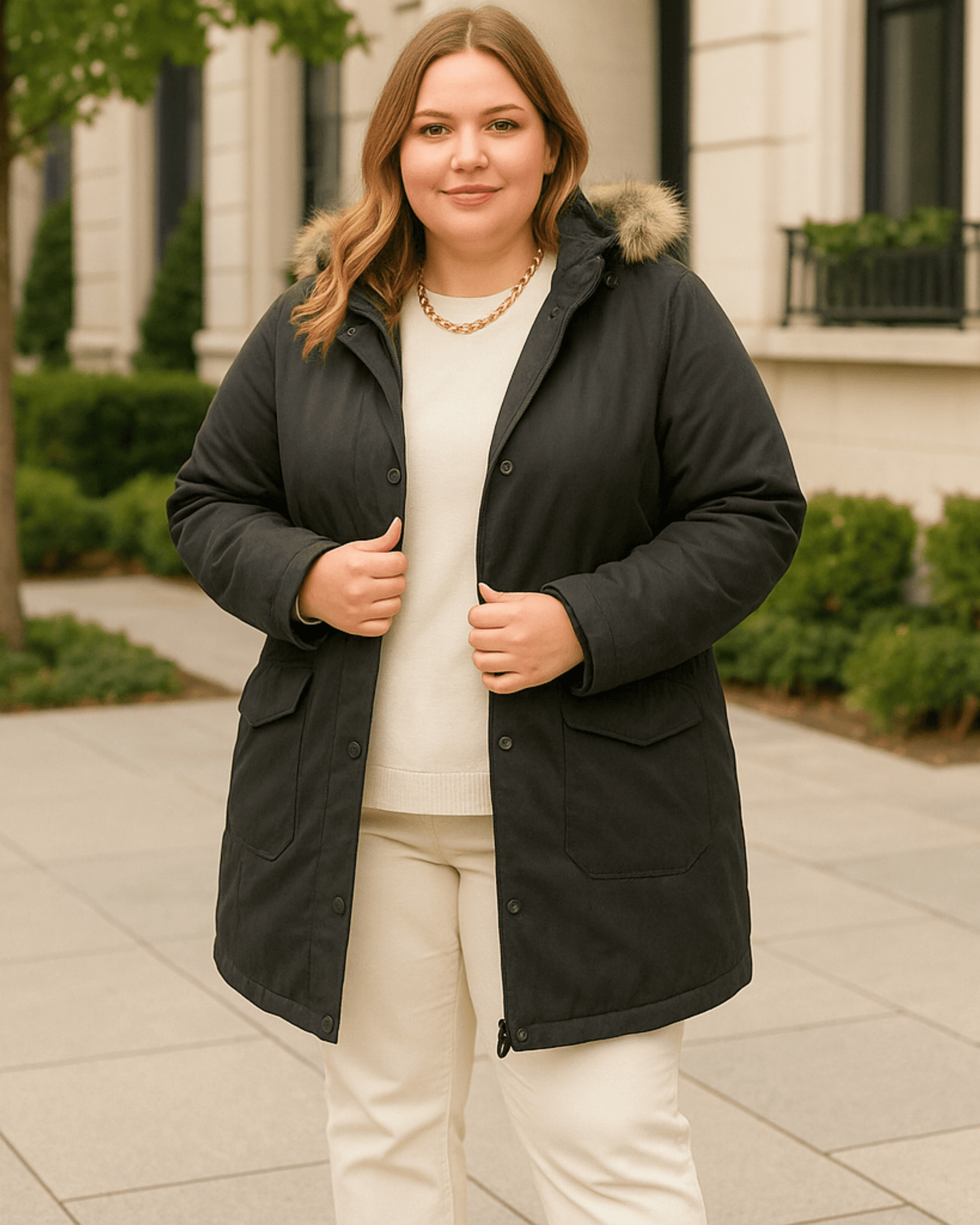 CAMPERA PARKA GAMUZA - Negro