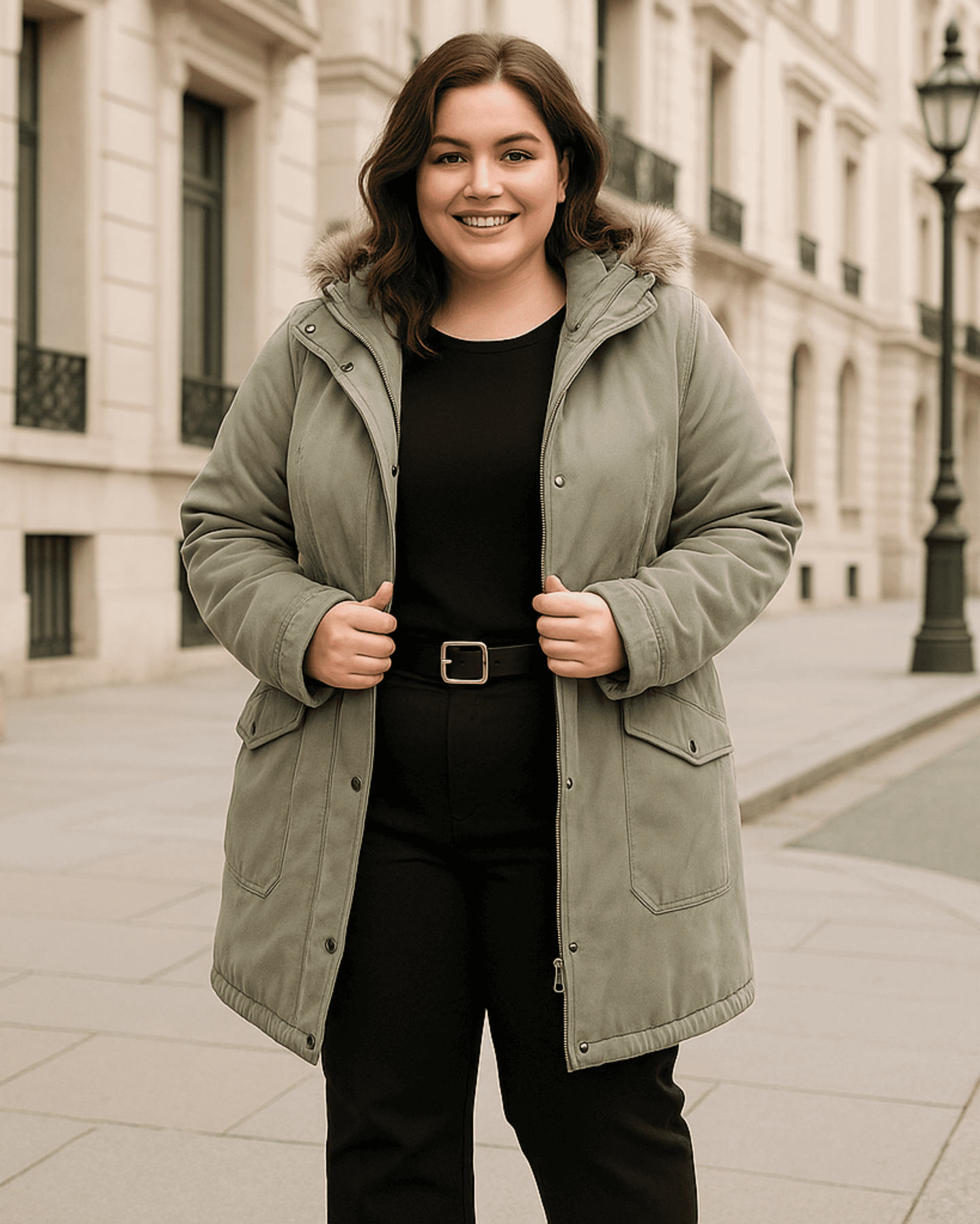 CAMPERA PARKA GAMUZA - Verde