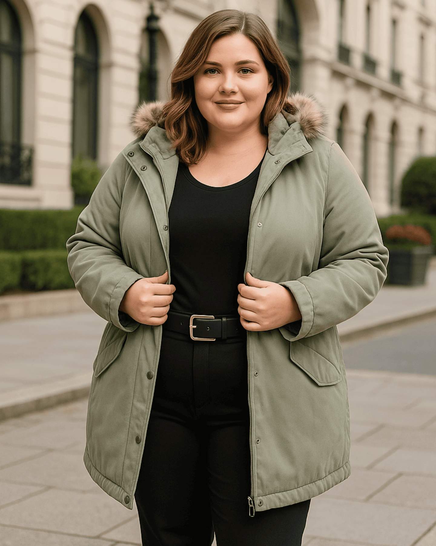 CAMPERA PARKA GAMUZA - Verde