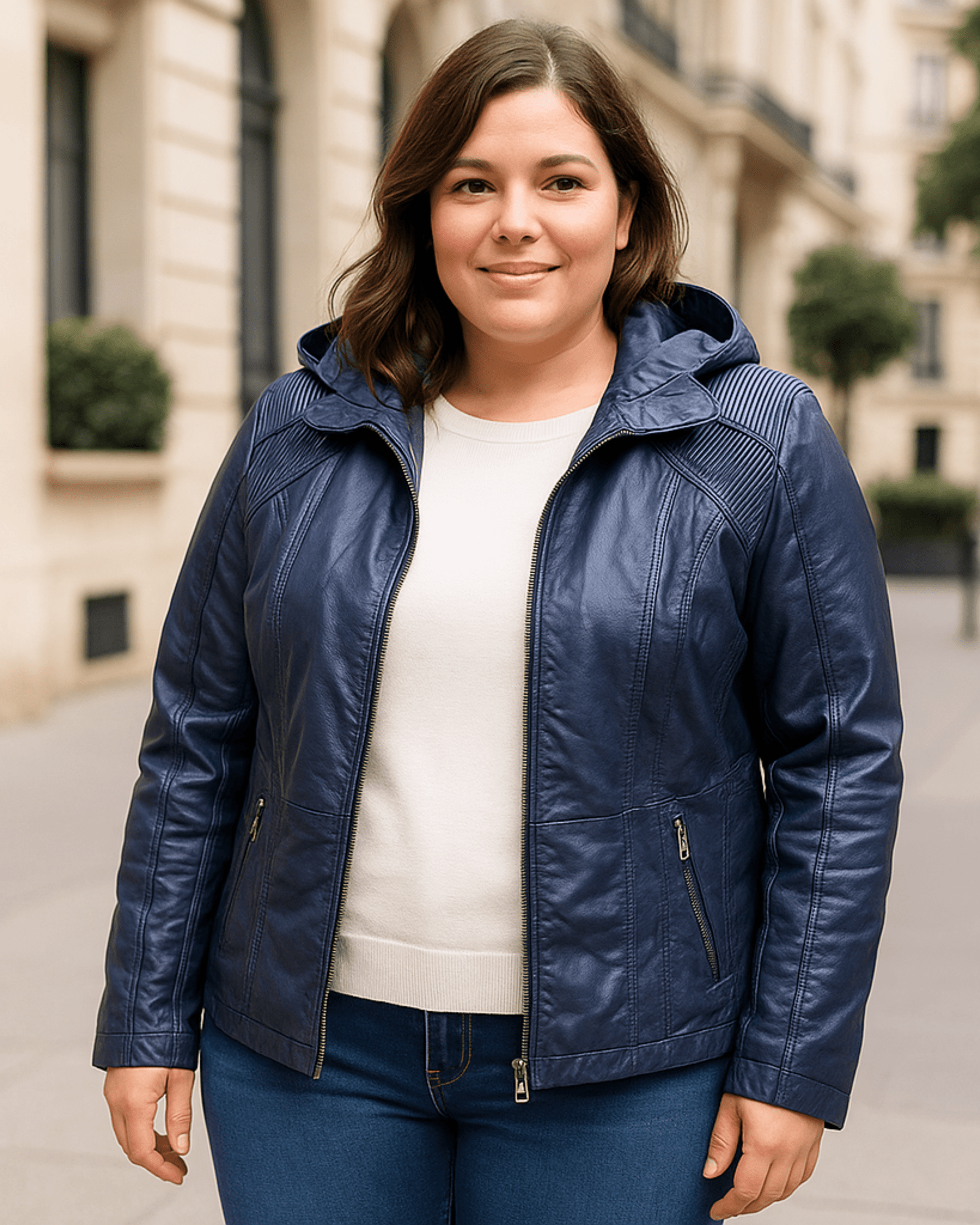 CAMPERA ECOCUERO DENVER - Azul