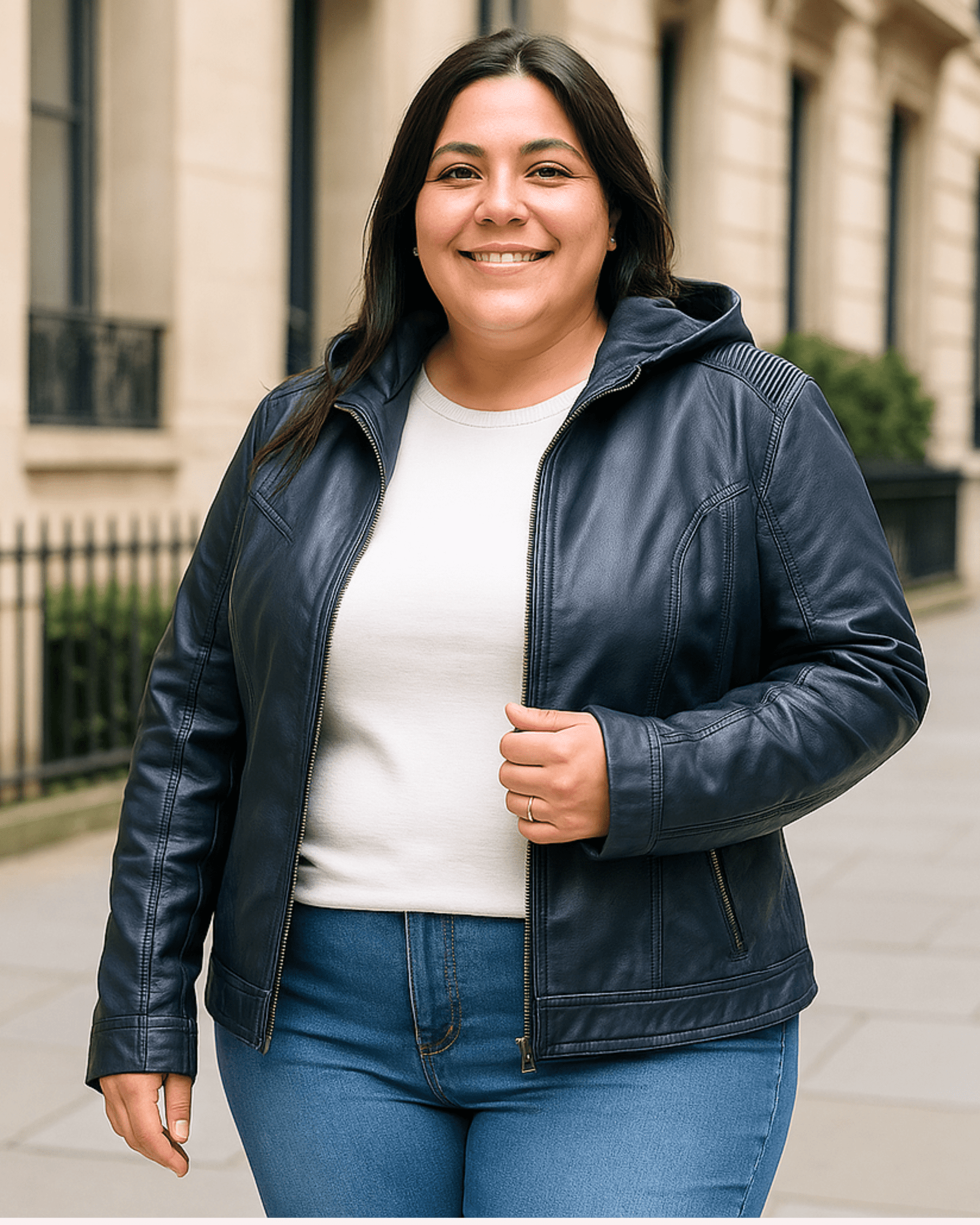 CAMPERA ECOCUERO DENVER - Azul