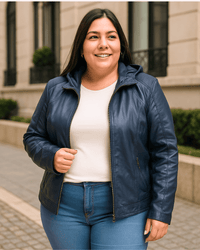 CAMPERA ECOCUERO DENVER - Azul