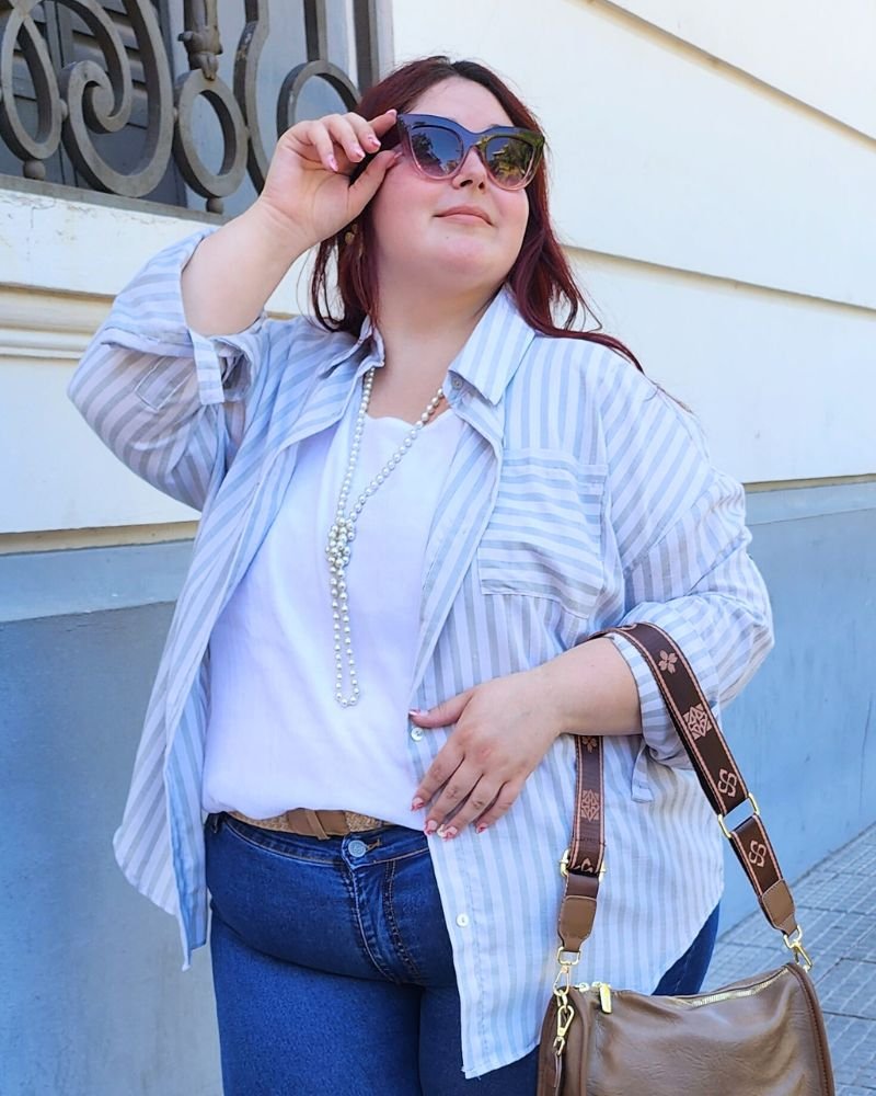 CAMISA RAYADA - Gris Perla