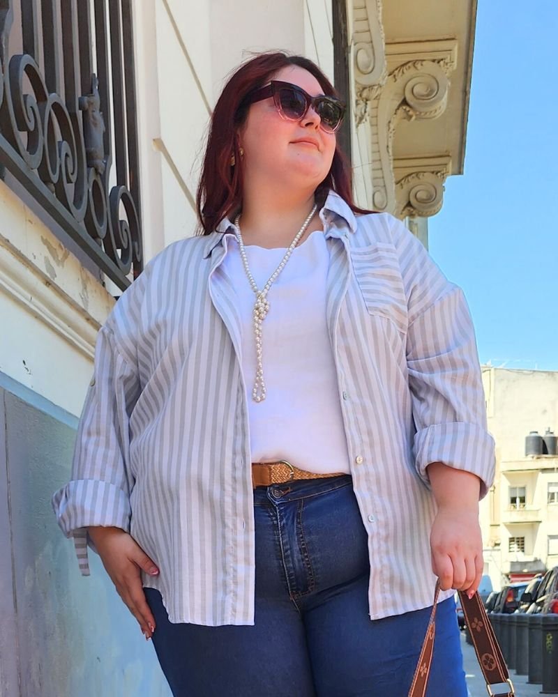 CAMISA RAYADA - Gris Perla