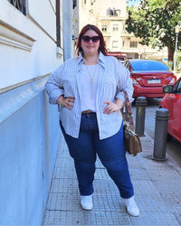 CAMISA RAYADA - Gris Perla