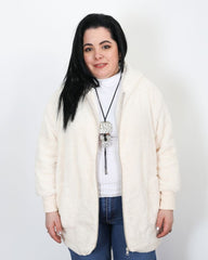 SACO PIEL FRANCIA c/ Cierre - Blanco Marfil