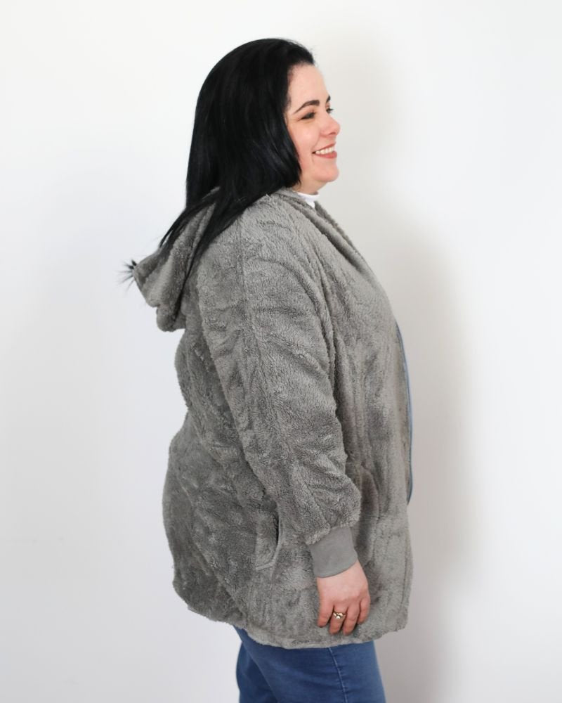 SACO PIEL FRANCIA c/ Cierre - Gris claro