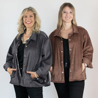 CHAQUETA PANA GENUINA - Gris violaceo