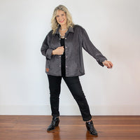 CHAQUETA PANA GENUINA - Gris violaceo