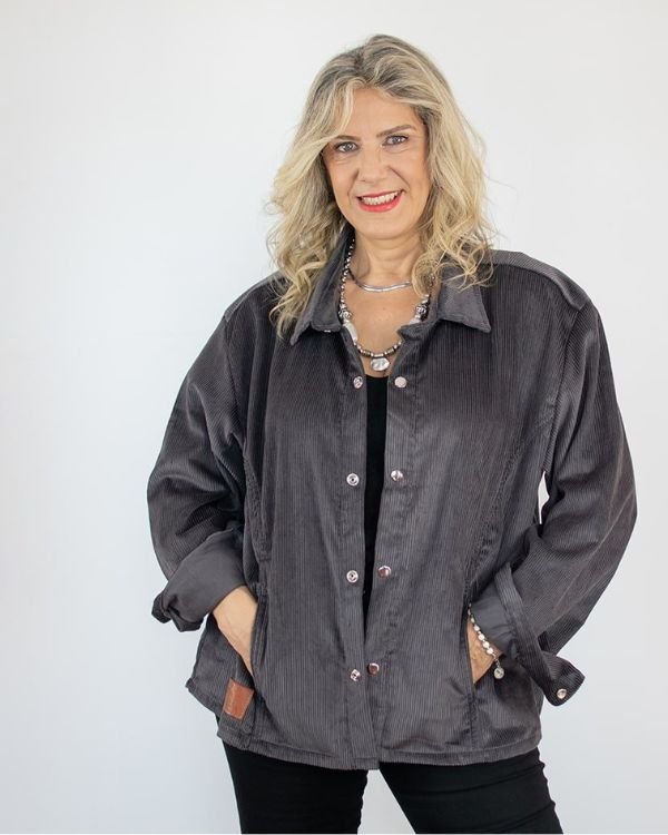 CHAQUETA PANA GENUINA - Gris violaceo