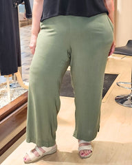 PANTALÓN PALAZZO LINO - Verde