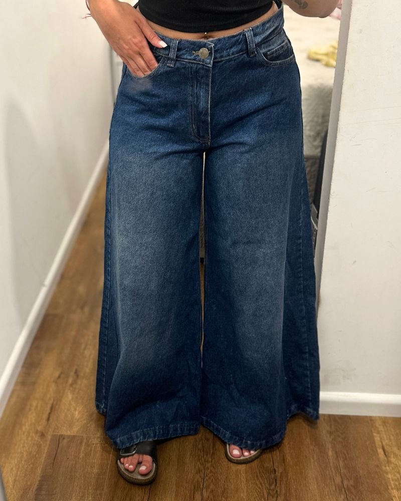 PANTALON JEAN PATA ELEFANTE - Azul