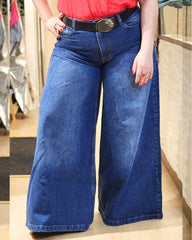 PANTALON JEAN PATA ELEFANTE - Azul