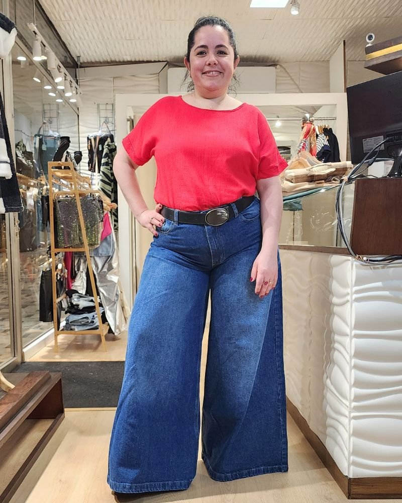 PANTALON JEAN PATA ELEFANTE - Azul