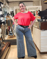 PANTALON JEAN ANCHO - Celeste