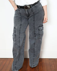 PANTALON JEAN CARGO - Gris