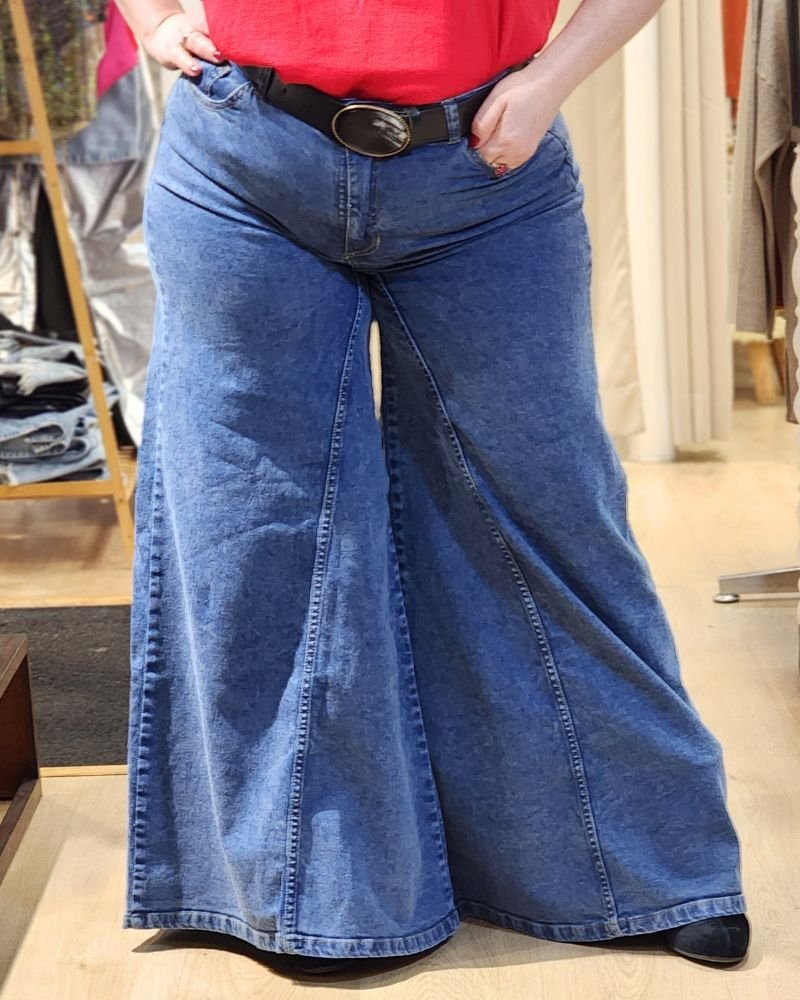 PANTALON JEAN PATA ELEFANTE - Azul
