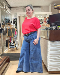 PANTALON JEAN PATA ELEFANTE - Azul