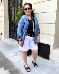 SHORT BERMUDA JEAN - Blanco