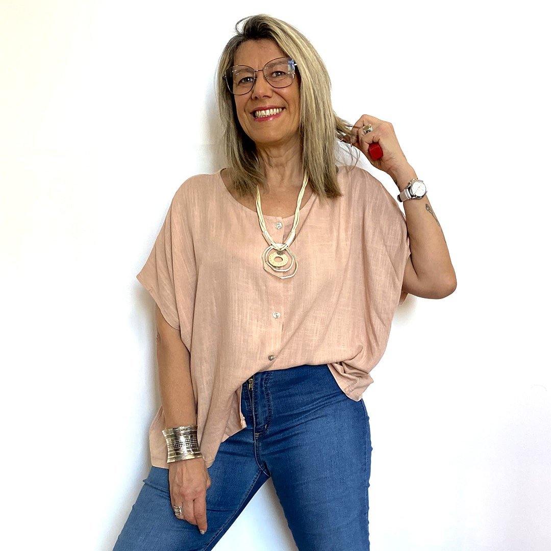 BLUSA CAMISA ANGEL - Rosa Viejo
