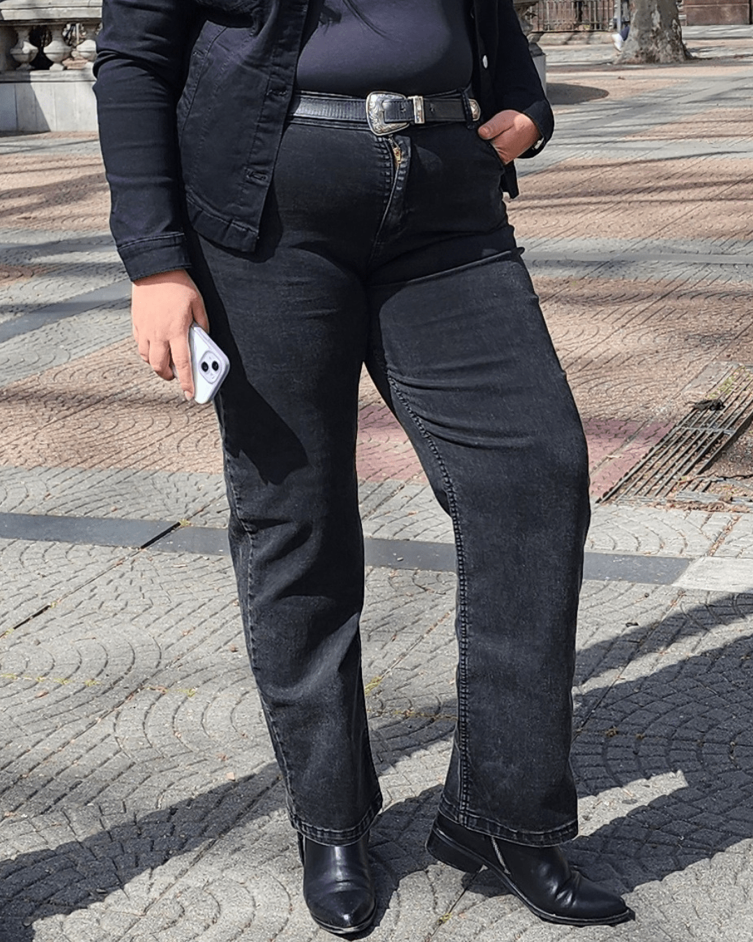 PANTALÓN JEAN RECTO - Gris Oscuro