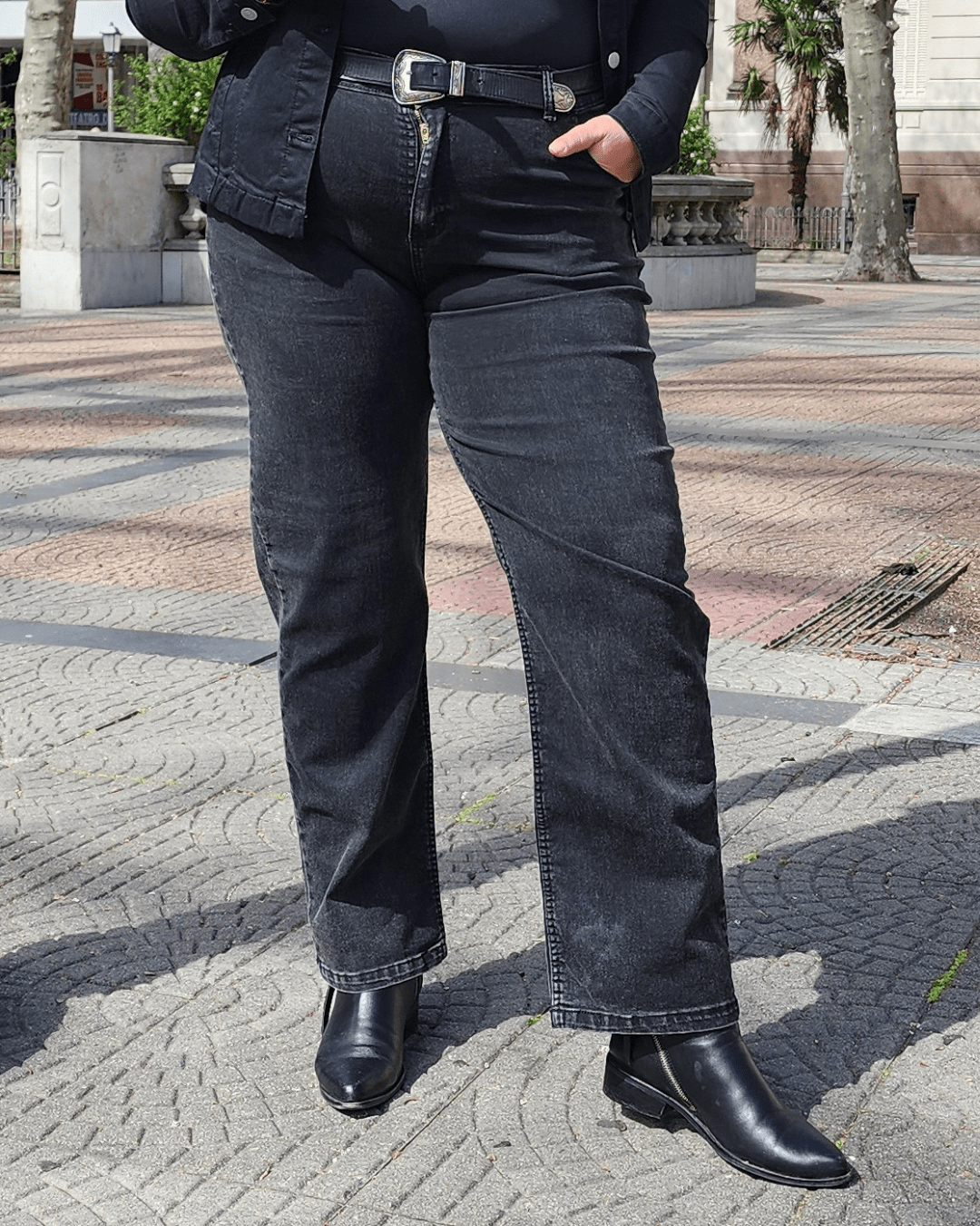 PANTALÓN JEAN RECTO - Gris Oscuro