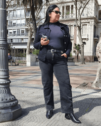 PANTALÓN JEAN RECTO - Gris Oscuro