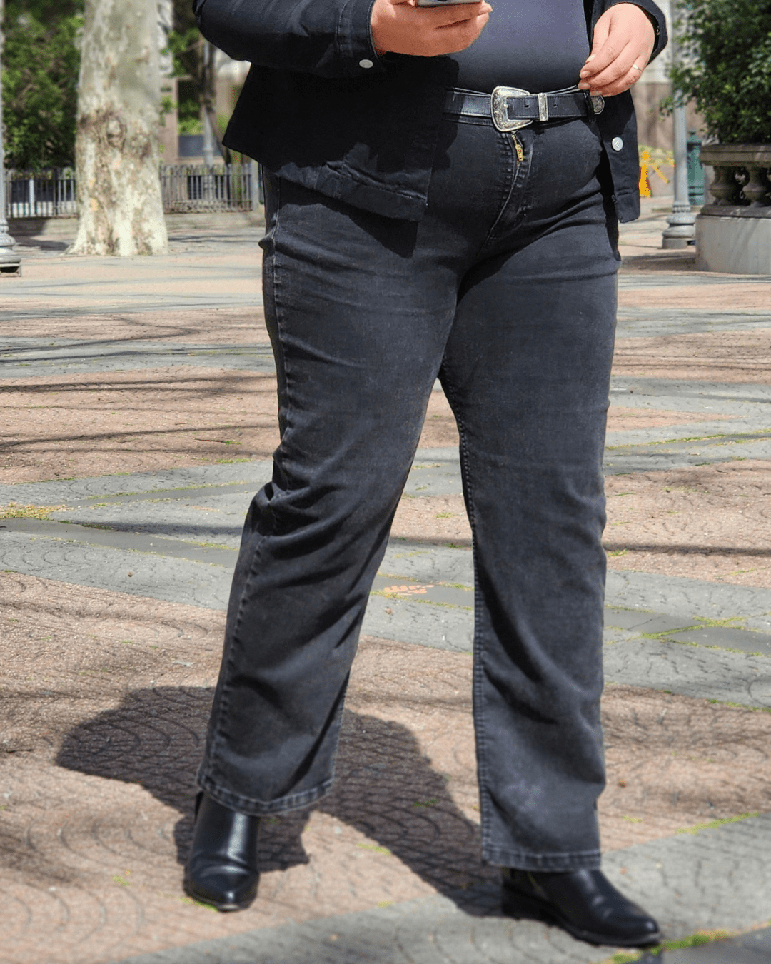 PANTALÓN JEAN RECTO - Gris Oscuro