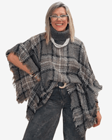 PONCHO LANA BOUCLÉ - Gris
