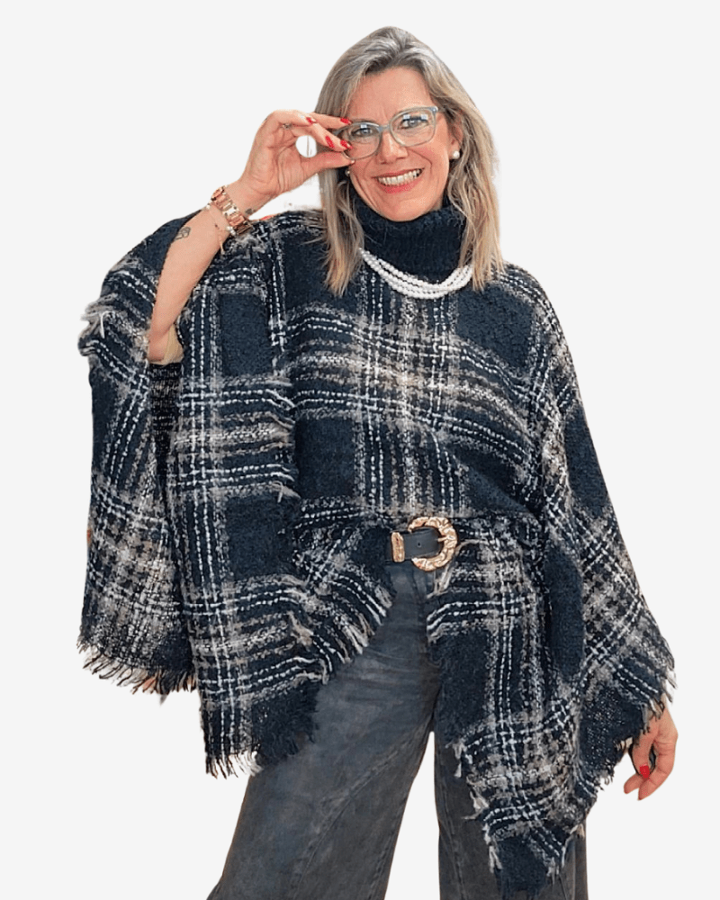 PONCHO LANA BOUCLÉ - Azul