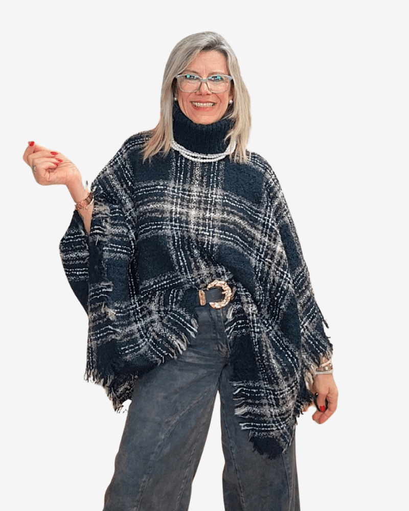 PONCHO LANA BOUCLÉ - Azul