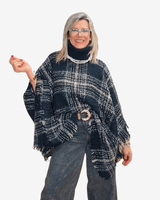 PONCHO LANA BOUCLÉ - Azul