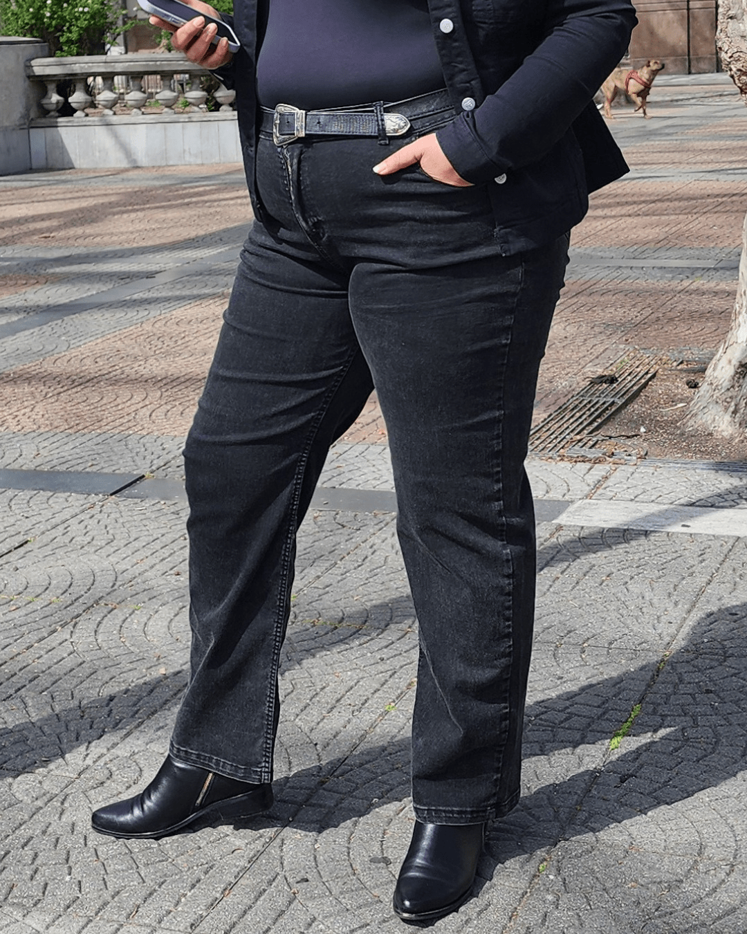 PANTALÓN JEAN RECTO - Gris Oscuro