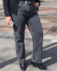 PANTALÓN JEAN RECTO - Gris claro
