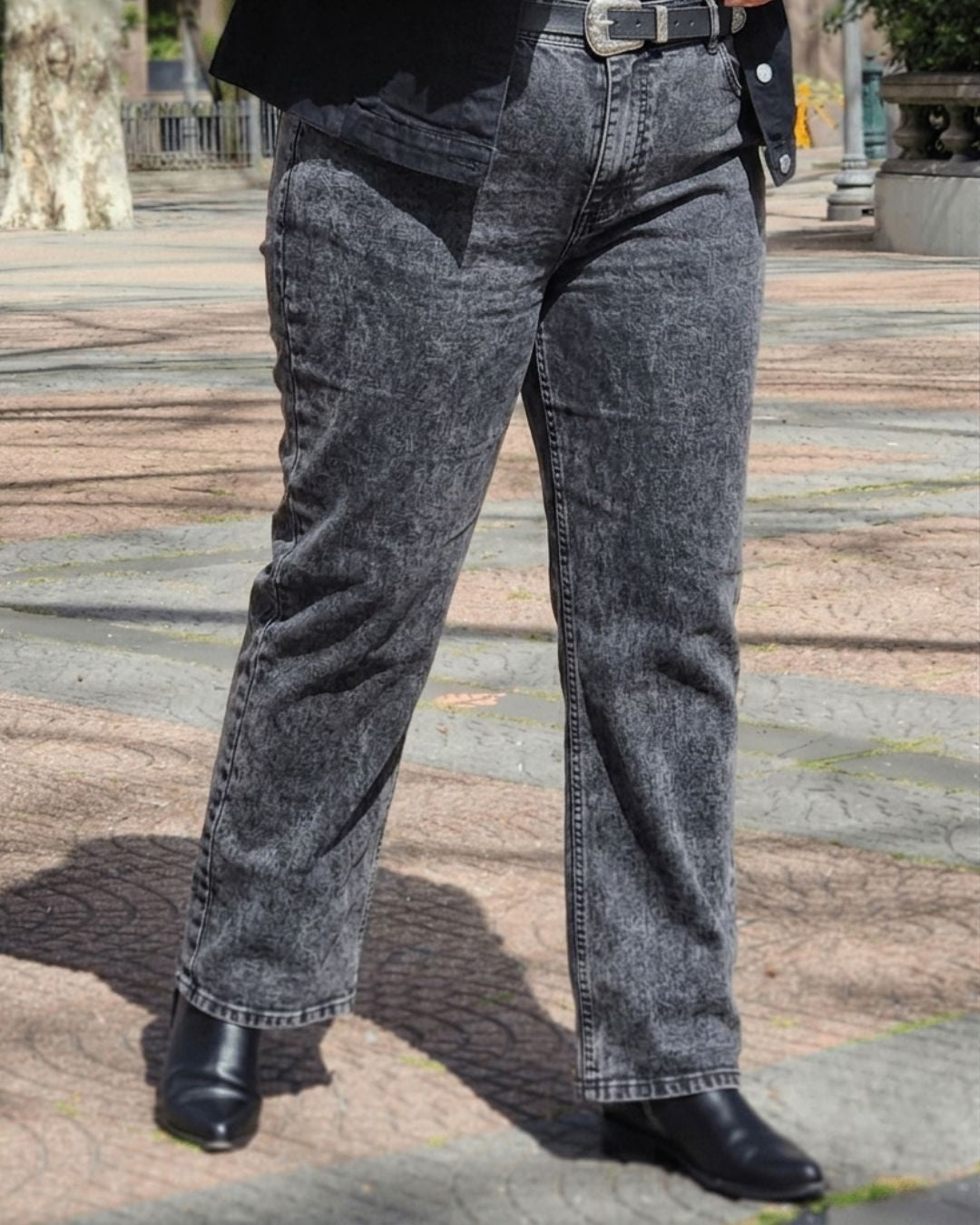 PANTALÓN JEAN RECTO - Gris claro