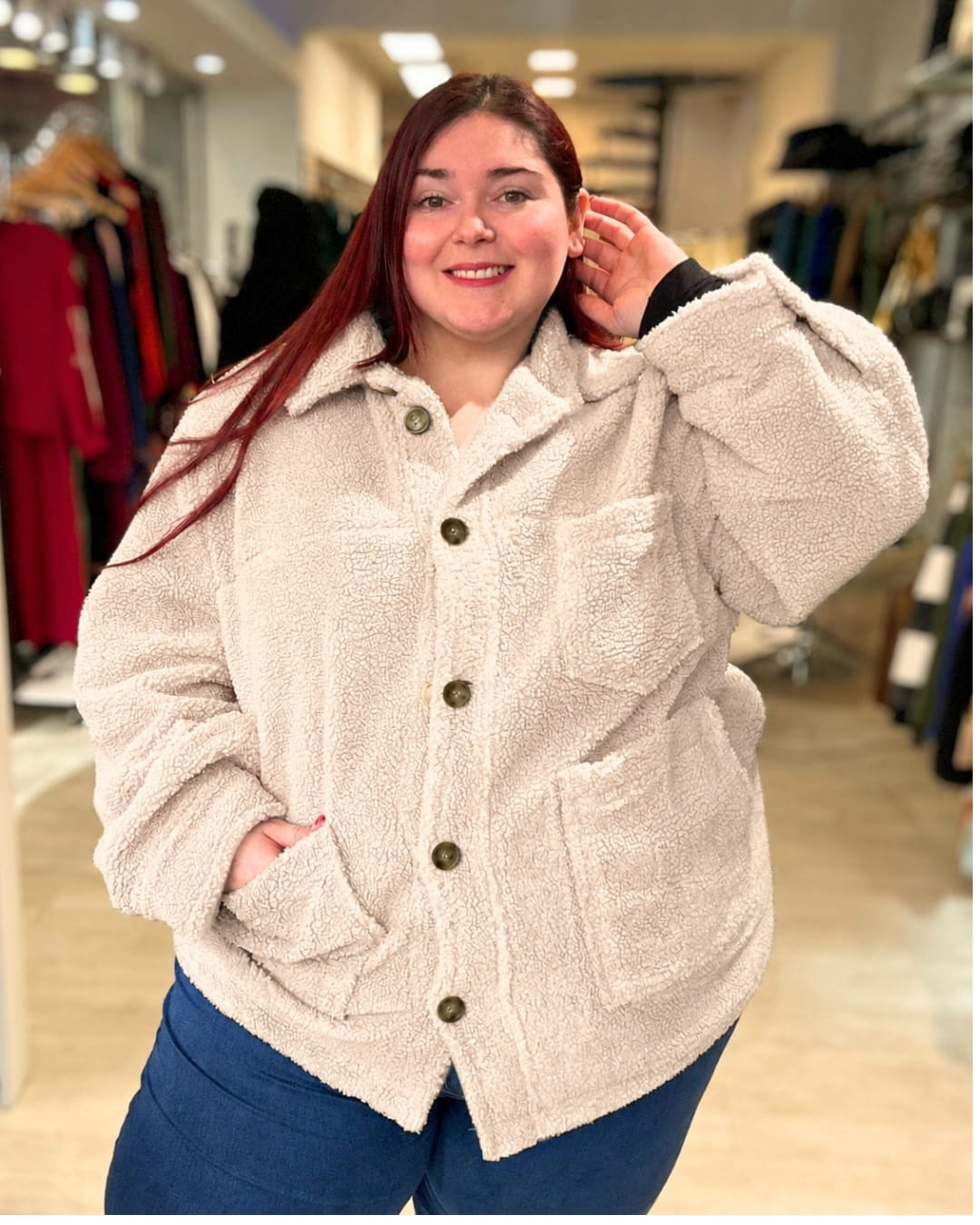 CHAQUETA CORDERITO MONTREAL LARGA - Talles Grandes 🛡️ COMPRA SEGURA 🛡️