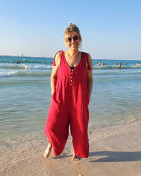 Mono Largo de Lino Rojo
