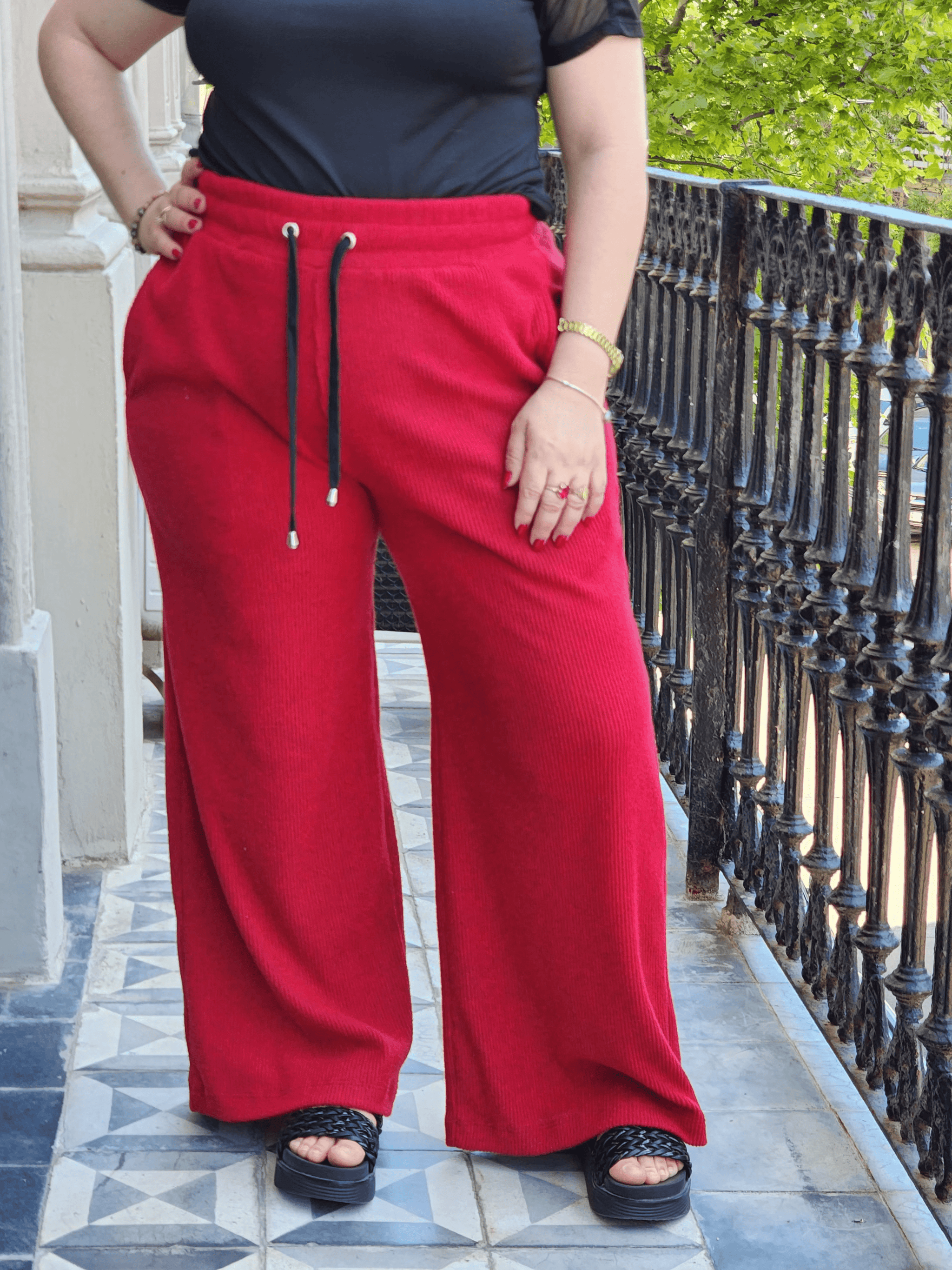 PANTALON PALAZZO de LANILLA - Rojo