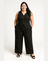 PANTALÓN PALAZZO LINO - Negro