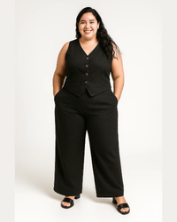 PANTALÓN PALAZZO LINO - Negro