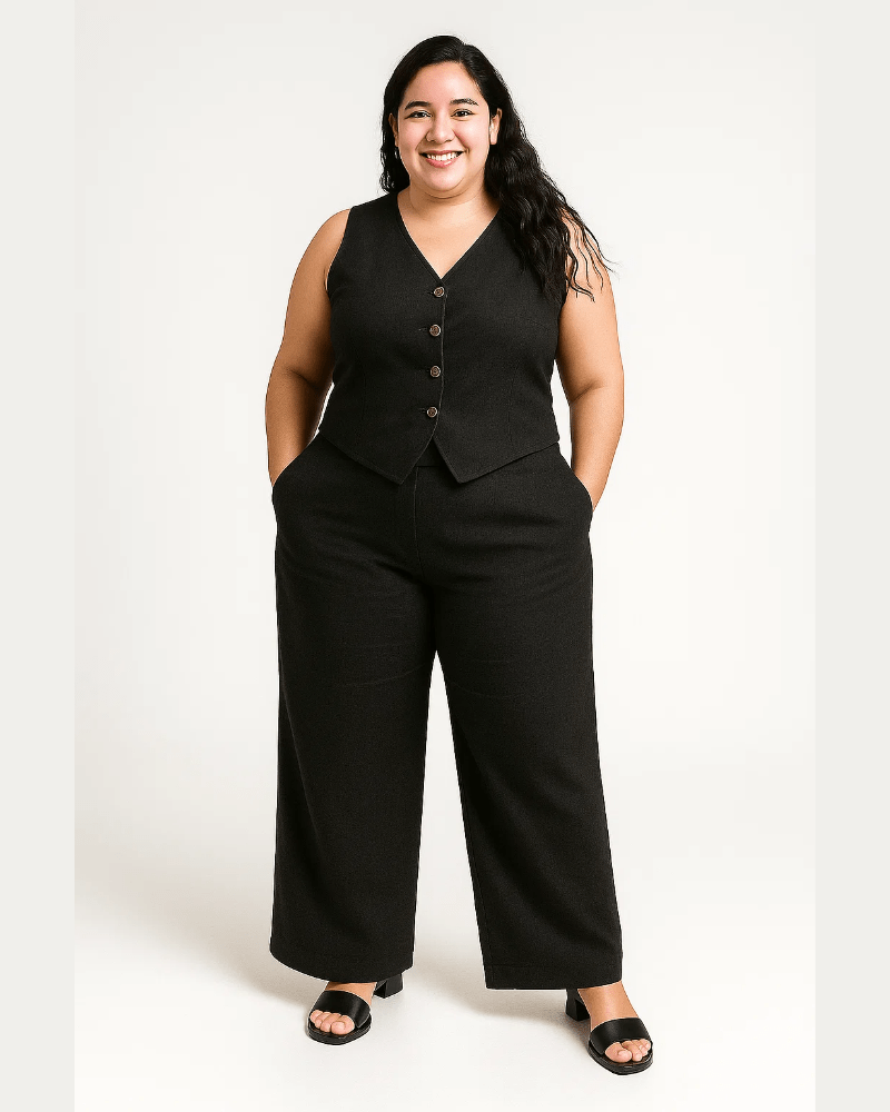 PANTALÓN PALAZZO LINO - Negro