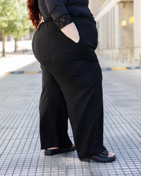 PANTALÓN PALAZZO LINO - Negro
