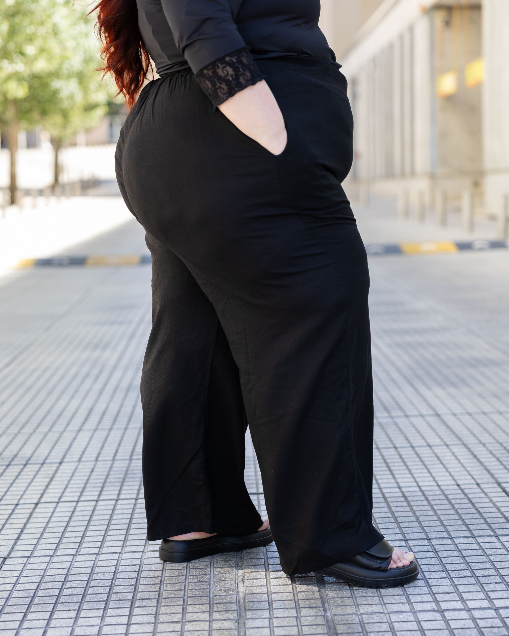 PANTALÓN PALAZZO LINO - Negro