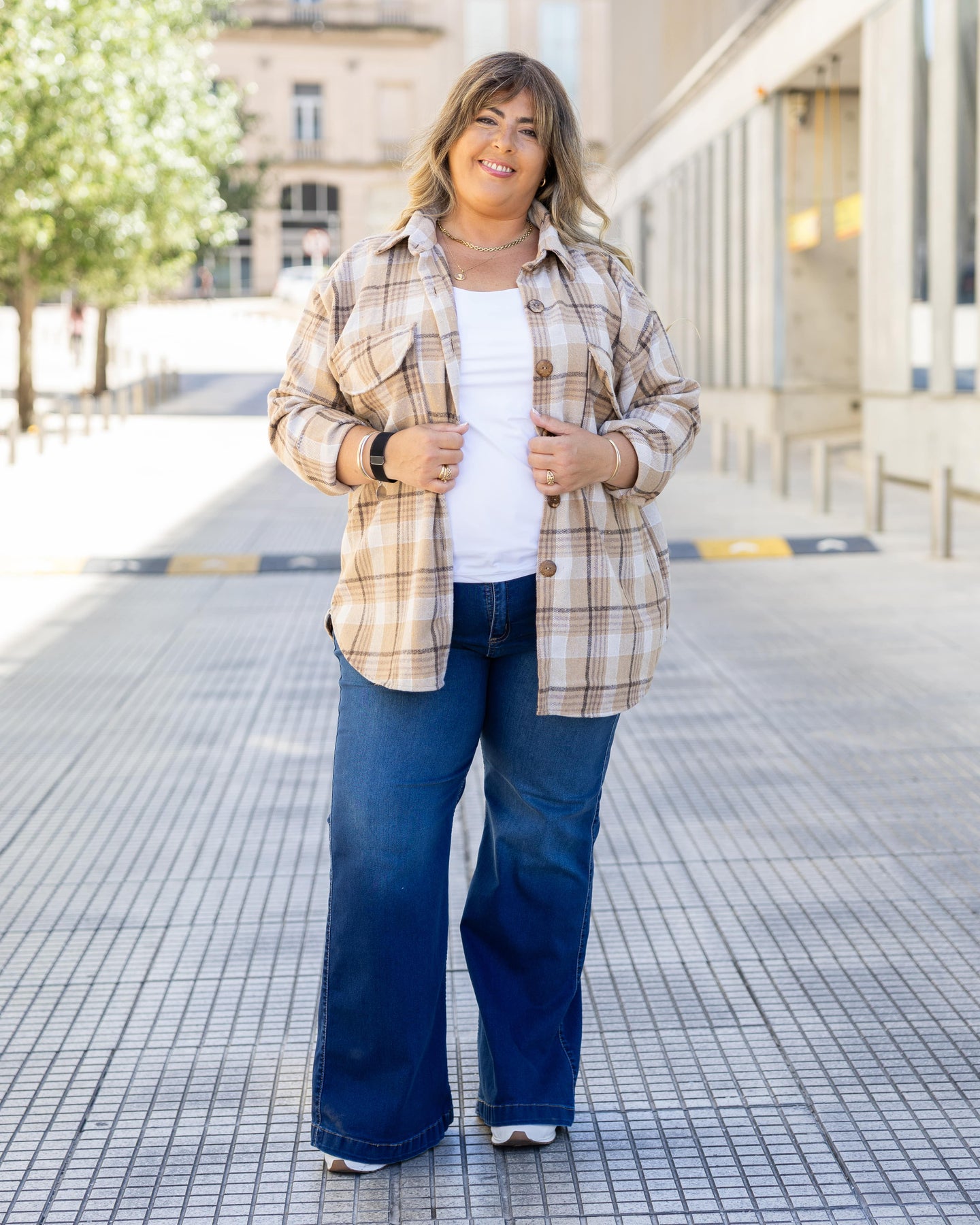 SOBRECAMISA ESCOCESA CHIC - Beige