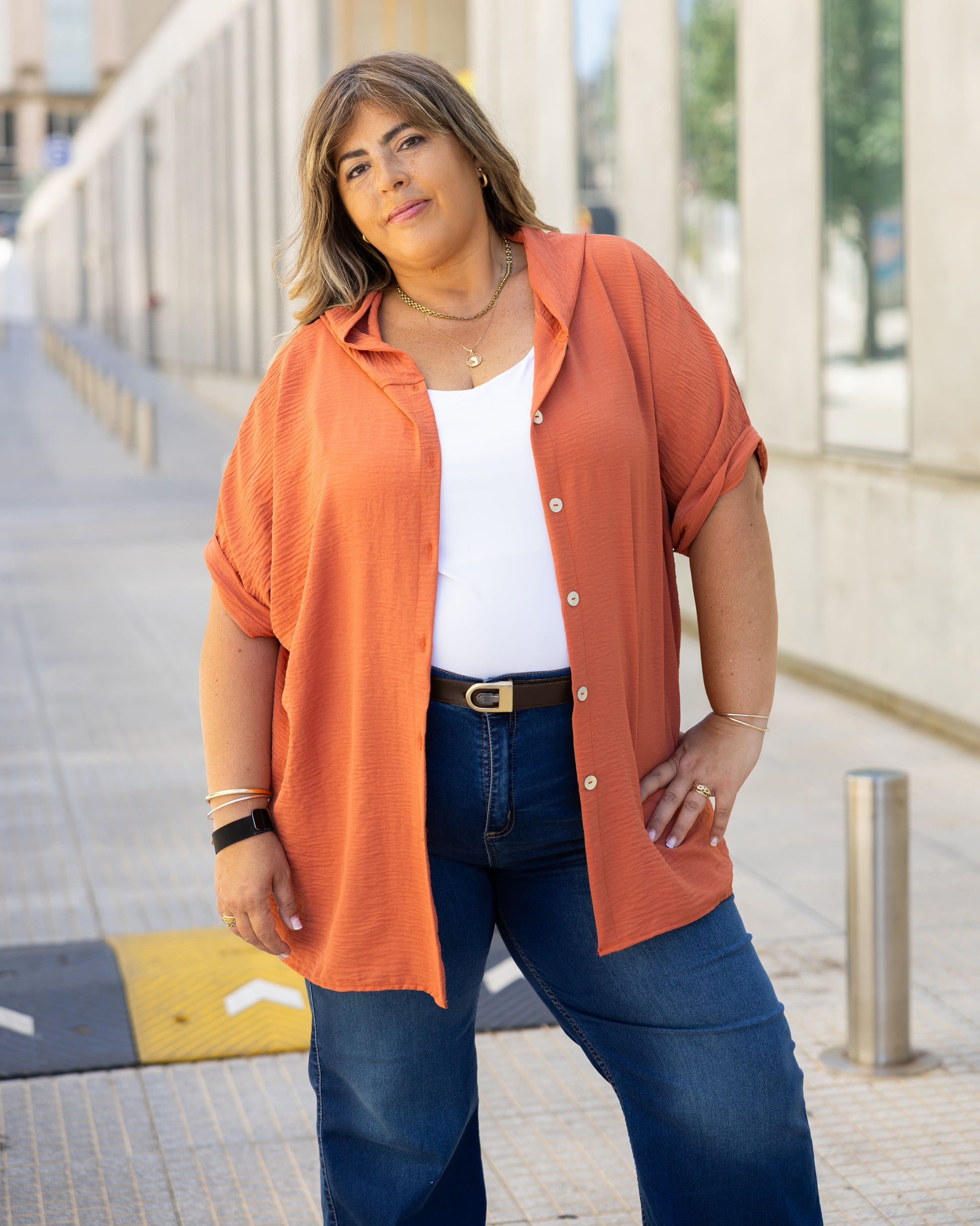 CAMISA CITRUS en TUSOR - Terracota
