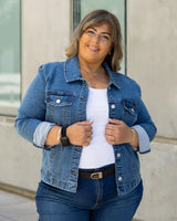 LOOK COMPLETO COSMOPOLITAN BLUE | Jean Flare + Remera + Campera jean -🛡️COMPRA SEGURA