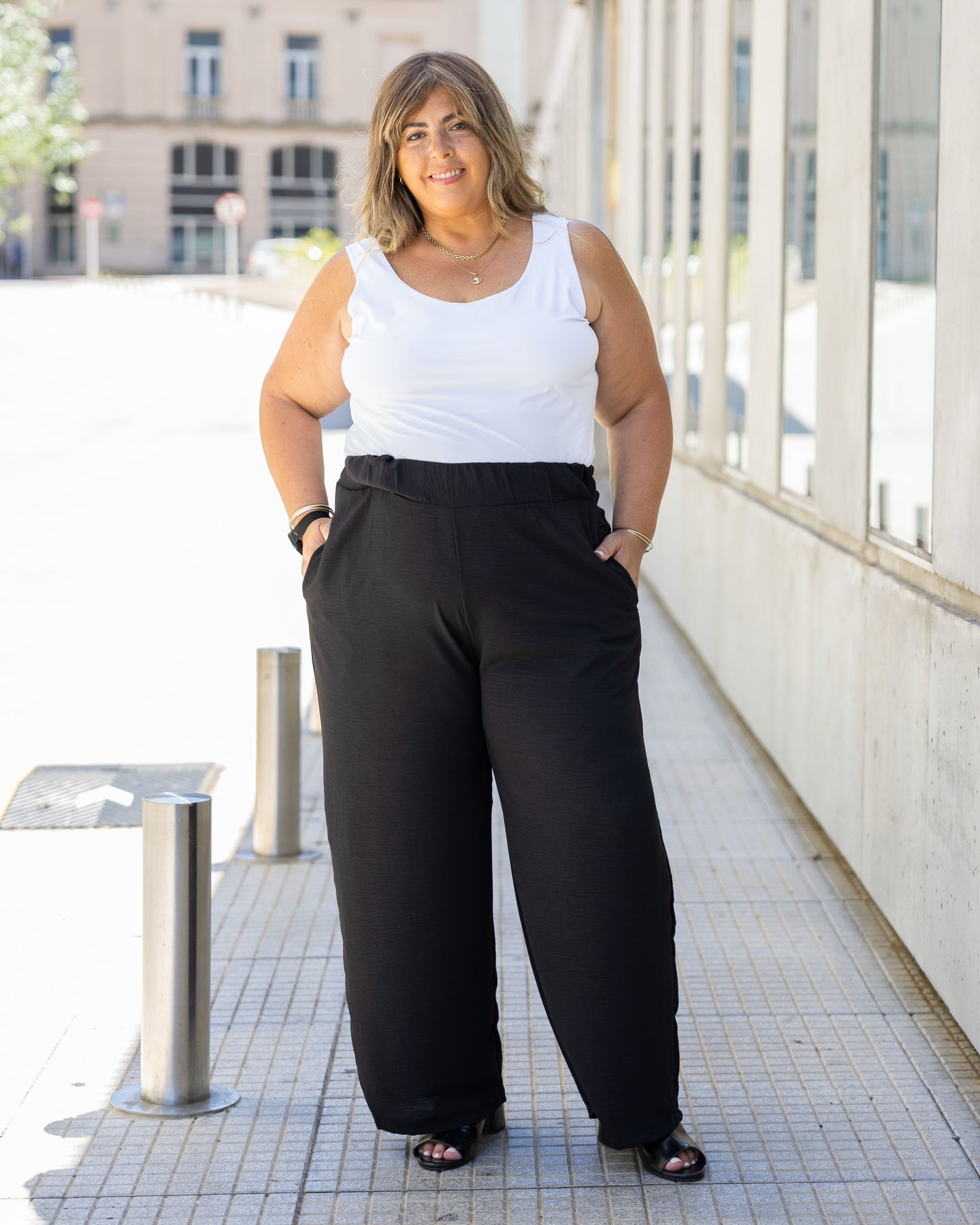 PANTALON PALAZZO TUSOR - Negro