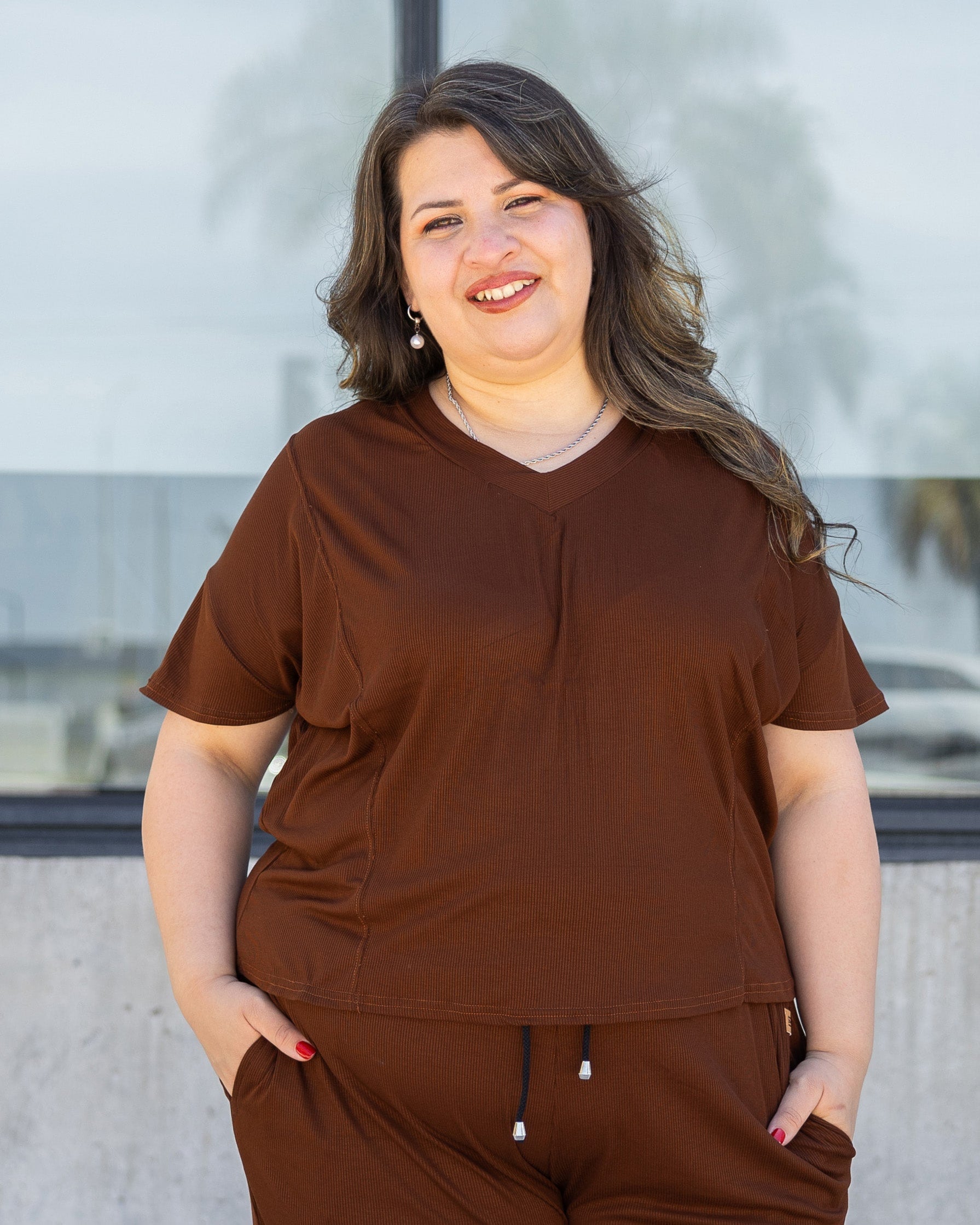 REMERA MARU EN RIB - Chocolate